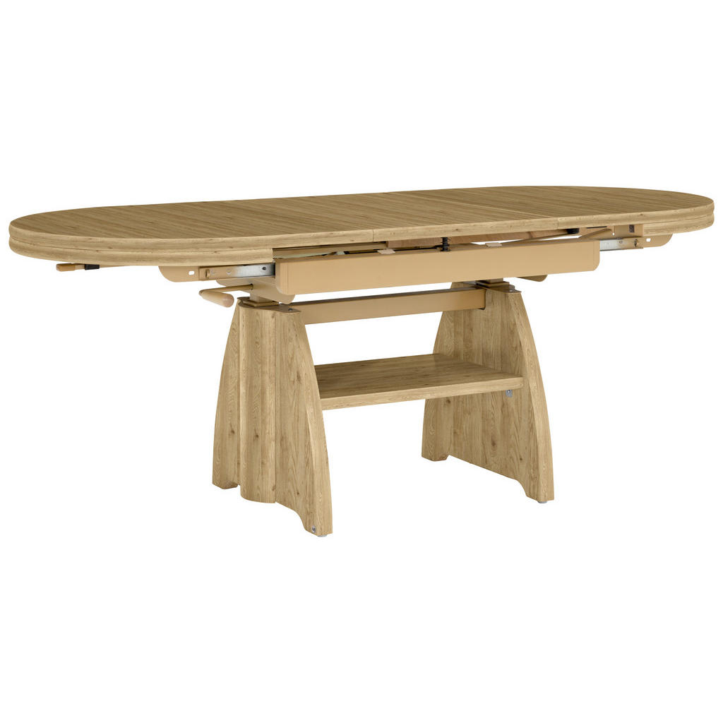 Thumbnail - Venda Couchtisch, Wildeiche, Eiche Bianco, Metall, Holzwerkstoff, Wildeiche, furniert, oval, Wange, 65x56-75x110-130.5 c...