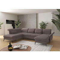 WOHNLANDSCHAFT in Flachgewebe Taupe  - Taupe/Schwarz, KONVENTIONELL, Textil/Metall (231/359/198cm) - Sit & More