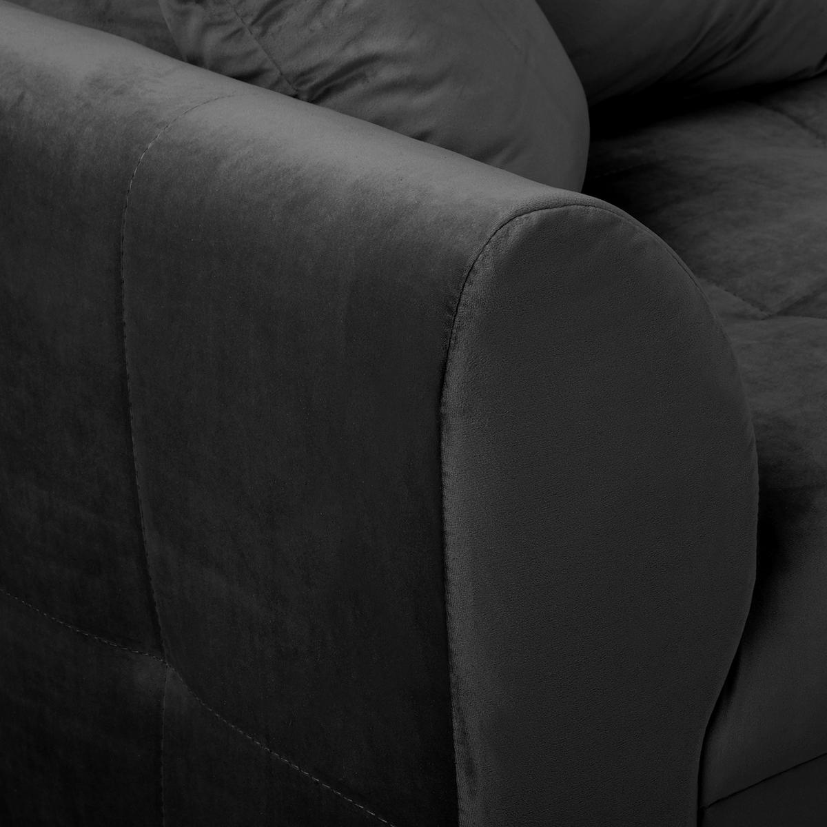 ECKSOFA Ariella Schwarz Samt Rückenkissen  - Schwarz/Naturfarben, Design, Holz/Textil (231/161cm) - Livetastic