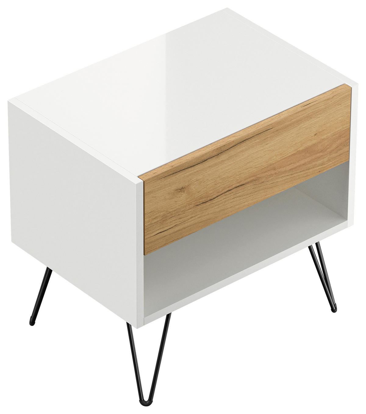 NACHTTISCH 51,2/50/35,6 cm  - Eichefarben/Schwarz, Basics, Holzwerkstoff/Metall (51,2/50/35,6cm) - MID.YOU