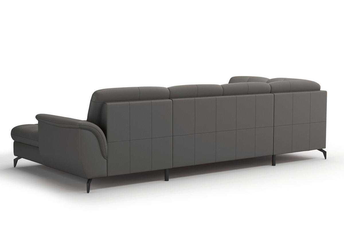 WOHNLANDSCHAFT Mokka Echtleder  - Schwarz/Mokka, MODERN, Leder/Metall (212/319/164cm) - Sit & More