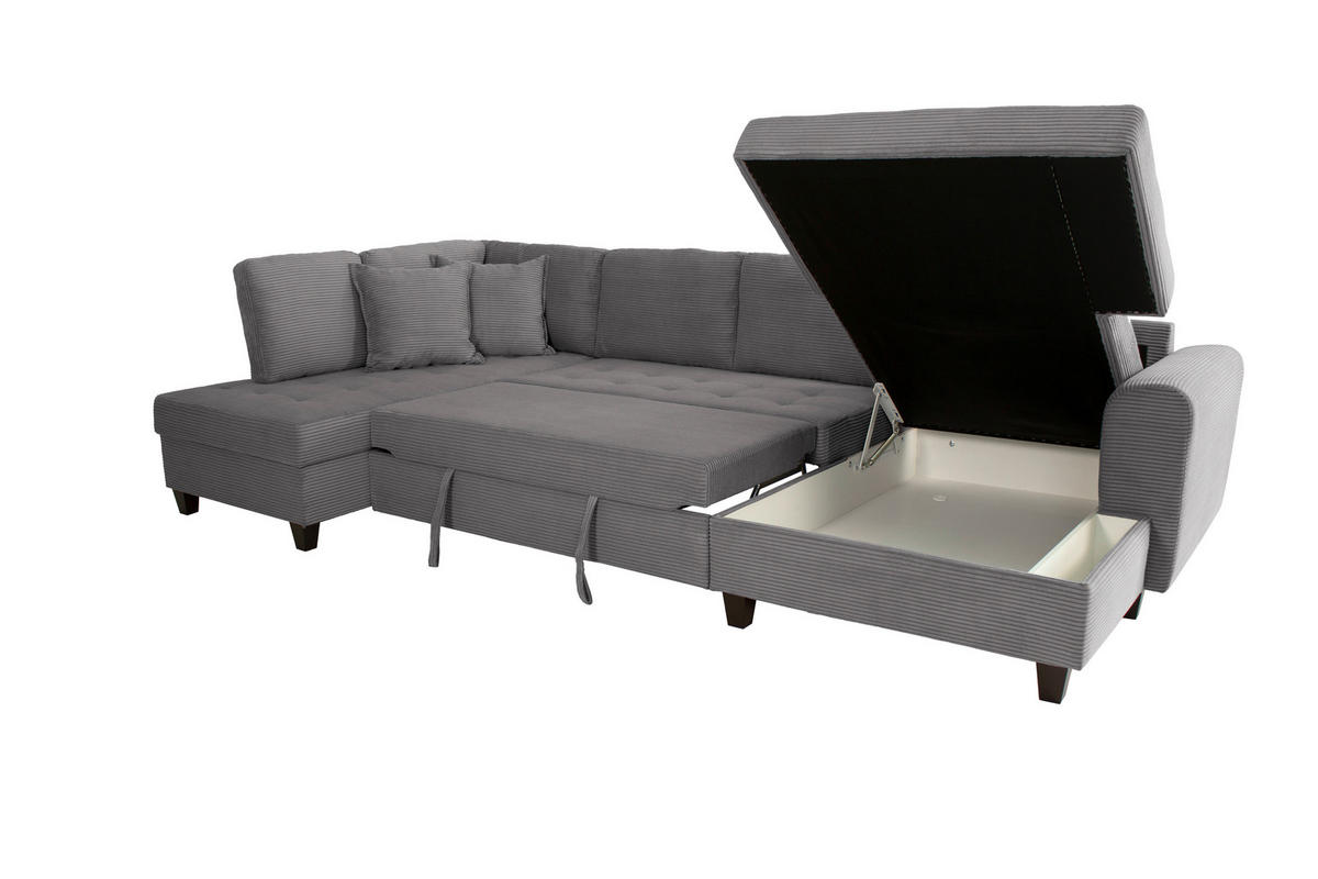 WOHNLANDSCHAFT MORITZ Grau Cord  - Grau, Trend, Textil (178/324/155cm) - P & B