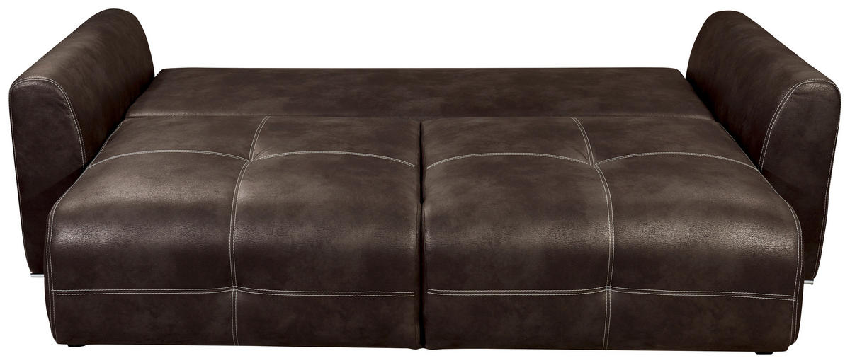 SCHLAFSOFA in Mikrovelours Braun  - Chromfarben/Hellbraun, Modern, Kunststoff/Textil (245/85/115cm) - Livetastic