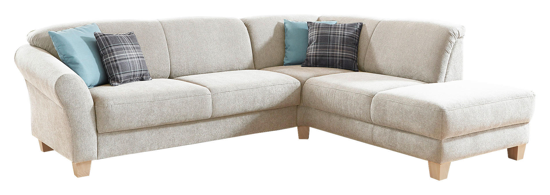 ECKSOFA in Flachgewebe Creme - Creme/Naturfarben, Konventionell, Holz/Textil (257/212cm) - Sit & More