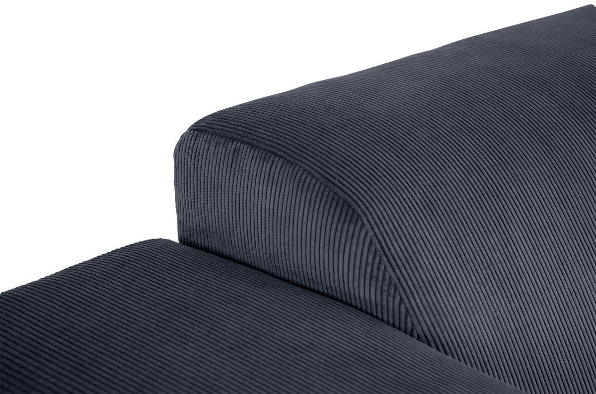 ECKSOFA in Cord Graublau  - Graublau/Schwarz, Design, Textil/Metall (262/183cm) - MID.YOU