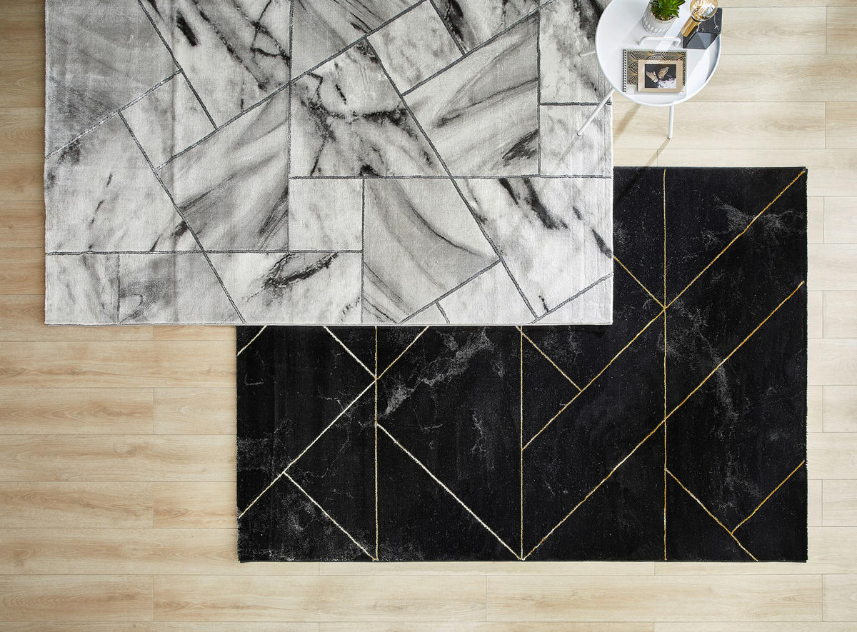 VÄVD MATTA 120/170 cm Marble  - grå/svart, Design, textil (120/170cm) - Novel