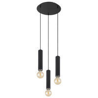 HÄNGELEUCHTE 35/160 cm    - Schwarz/Nickelfarben, Basics, Holz/Metall (35/160cm) - Globo