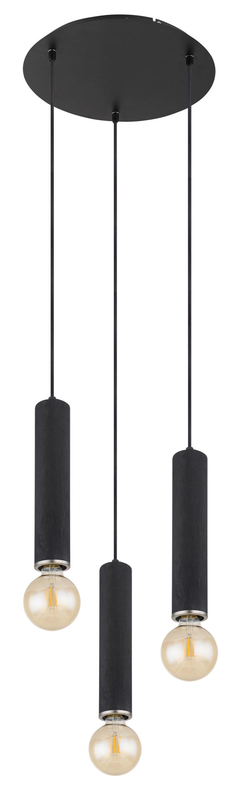HÄNGELEUCHTE 35/160 cm    - Schwarz/Nickelfarben, Basics, Holz/Metall (35/160cm) - Globo