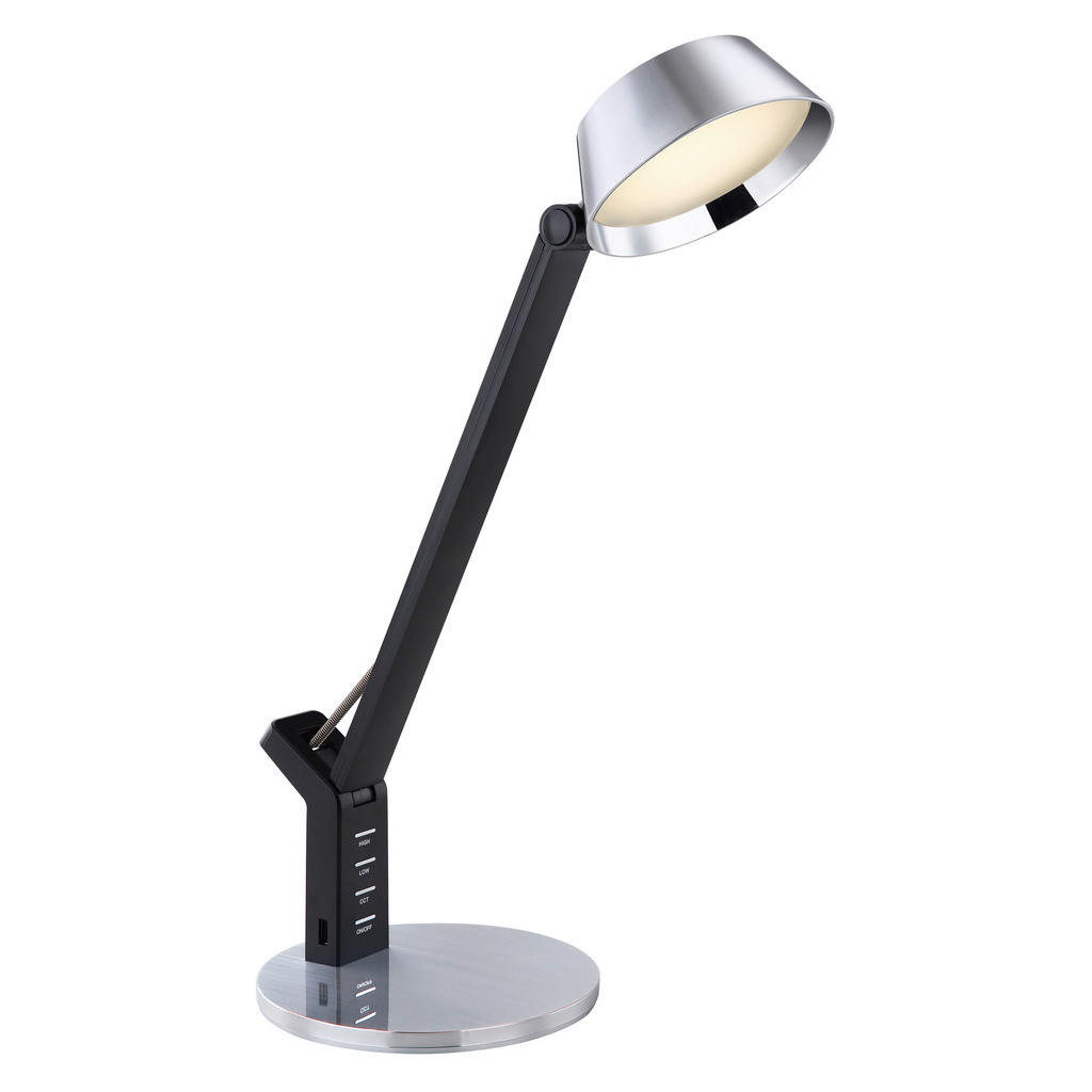 Globo LED LAMPA NA PSACÍ STŮL, dotykový stmívač, 48/12/51,5 cm - černá,barvy stříbra