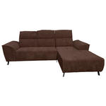 ECKSOFA Dunkelbraun Cord Rücken echt, Kopfteilverstellung, Sitzvorzug  - Dunkelbraun/Schwarz, KONVENTIONELL, Textil/Metall (290/196cm) - Carryhome
