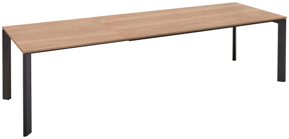 ESSTISCH Schwarz, Eichefarben rechteckig  ausziehbar, in verschiedenen Holzdekoren erhältlich  - Eichefarben/Schwarz, Basics, Holzwerkstoff/Metall (160-240/95/76cm) - Celina Home