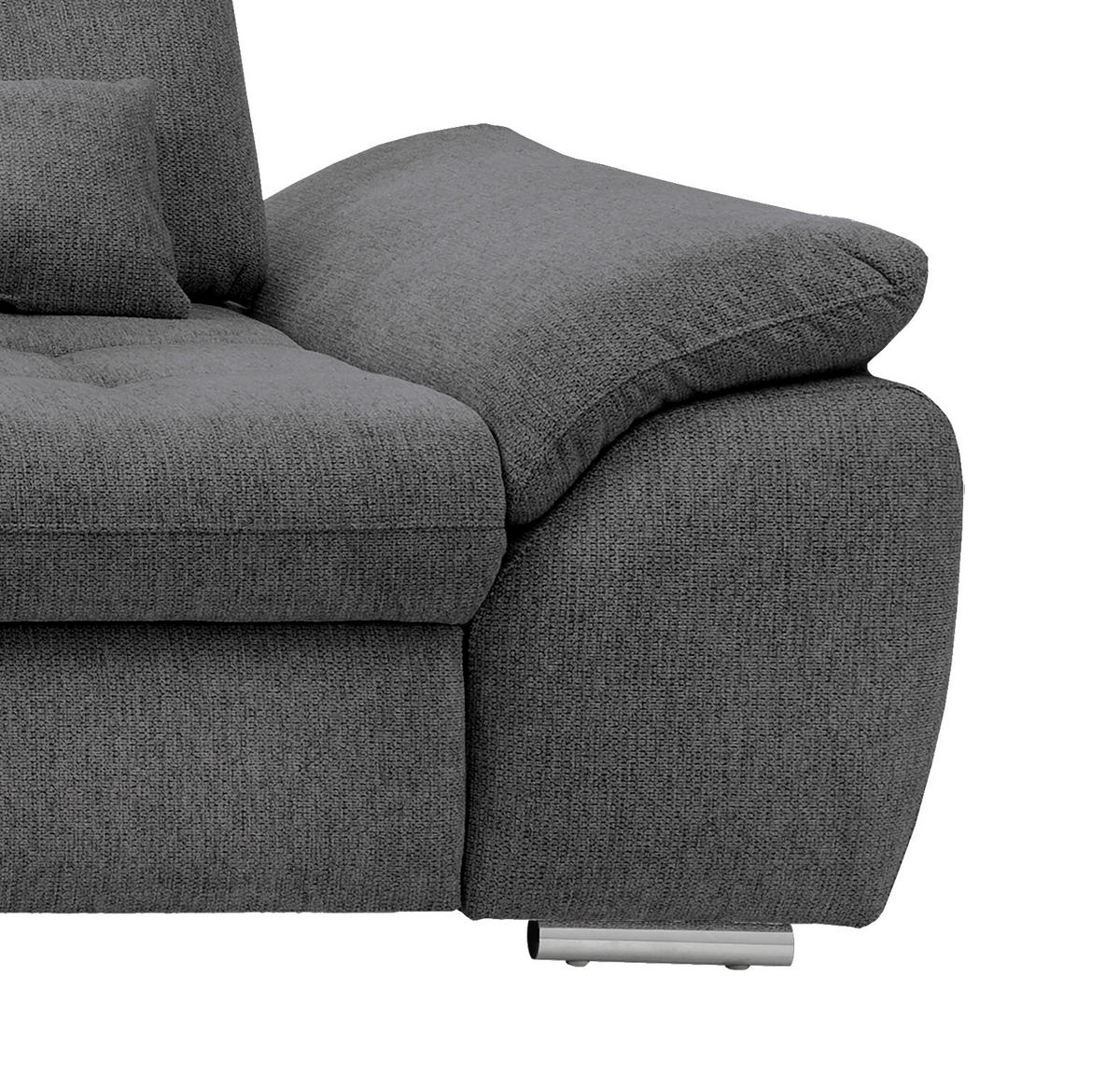 ECKSOFA Anthrazit Chenille  - Chromfarben/Anthrazit, MODERN, Textil/Metall (184/314cm) - Livetastic