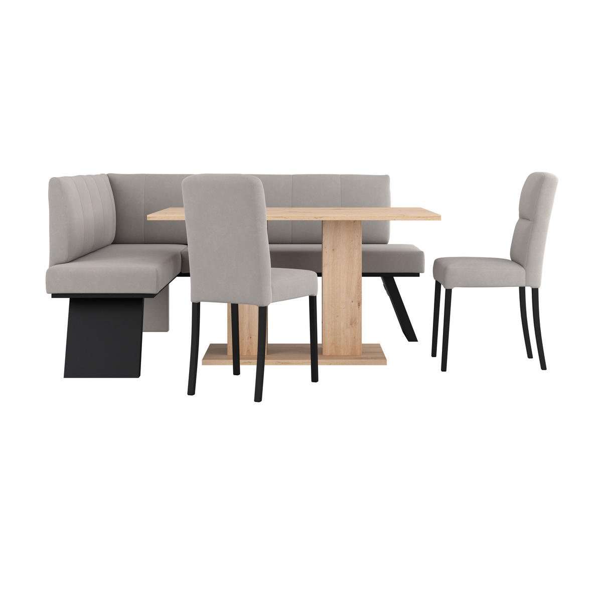 ECKBANK 150/185 cm Webstoff Beige   - Beige/Schwarz, KONVENTIONELL, Textil (150/185cm)
