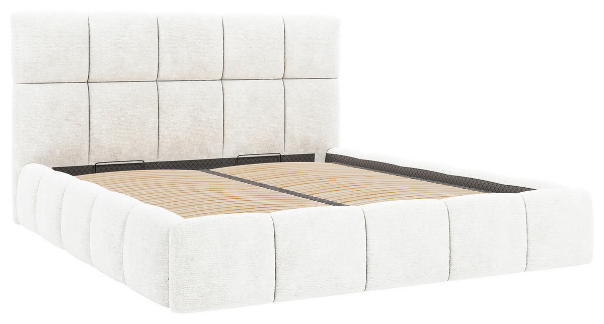 POLSTERBETT 180/200 cm,  in Naturfarben, gepolstertes Kopfteil, Lattenrost, Bettkasten,  - Schwarz/Naturfarben, MODERN, Holz/Holzwerkstoff (180/200cm) - MID.YOU