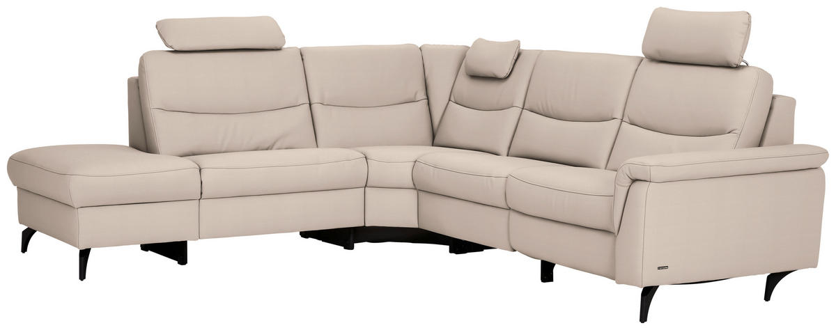 ECKSOFA in Echtleder Creme  249/280 cm  - Anthrazit/Creme, Design, Leder/Metall (249/280cm) - Himolla Komfortklass