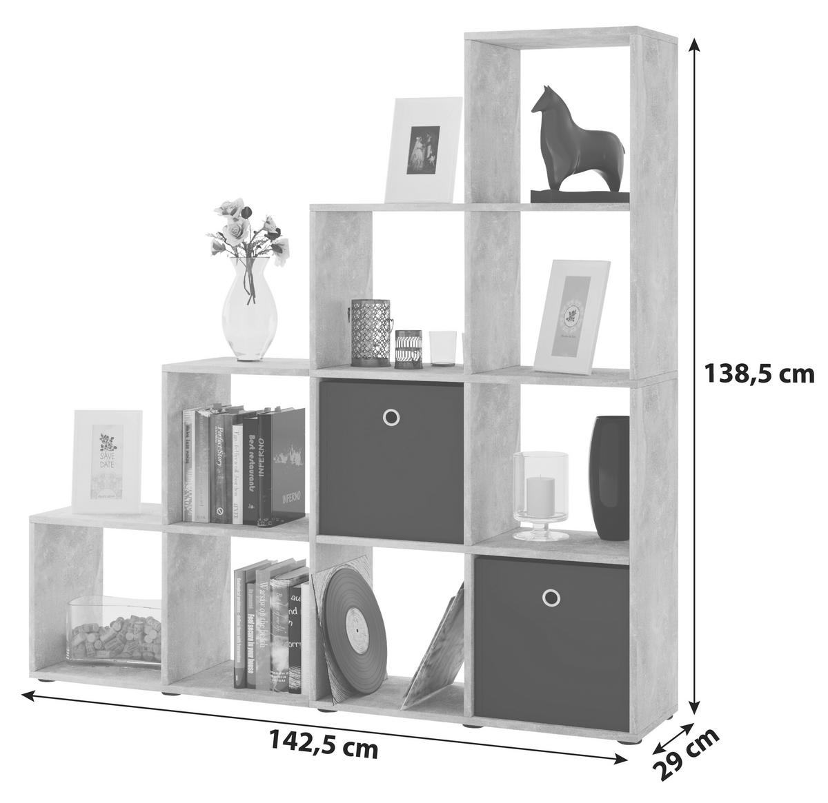 Standregal in Buchefarbe  in Holzwerkstoff   - Buchefarben/Schwarz, Konventionell, Holzwerkstoff/Kunststoff (142,5/138,5/29cm) - MID.YOU