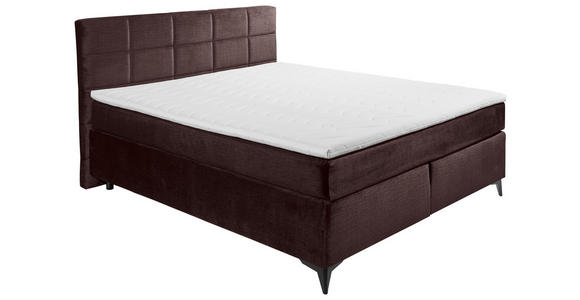 BOXSPRINGBETT 180/200 cm,  in Aubergine  - Aubergine/Schwarz, Design, Holzwerkstoff/Kunststoff (180/200cm) - Xora