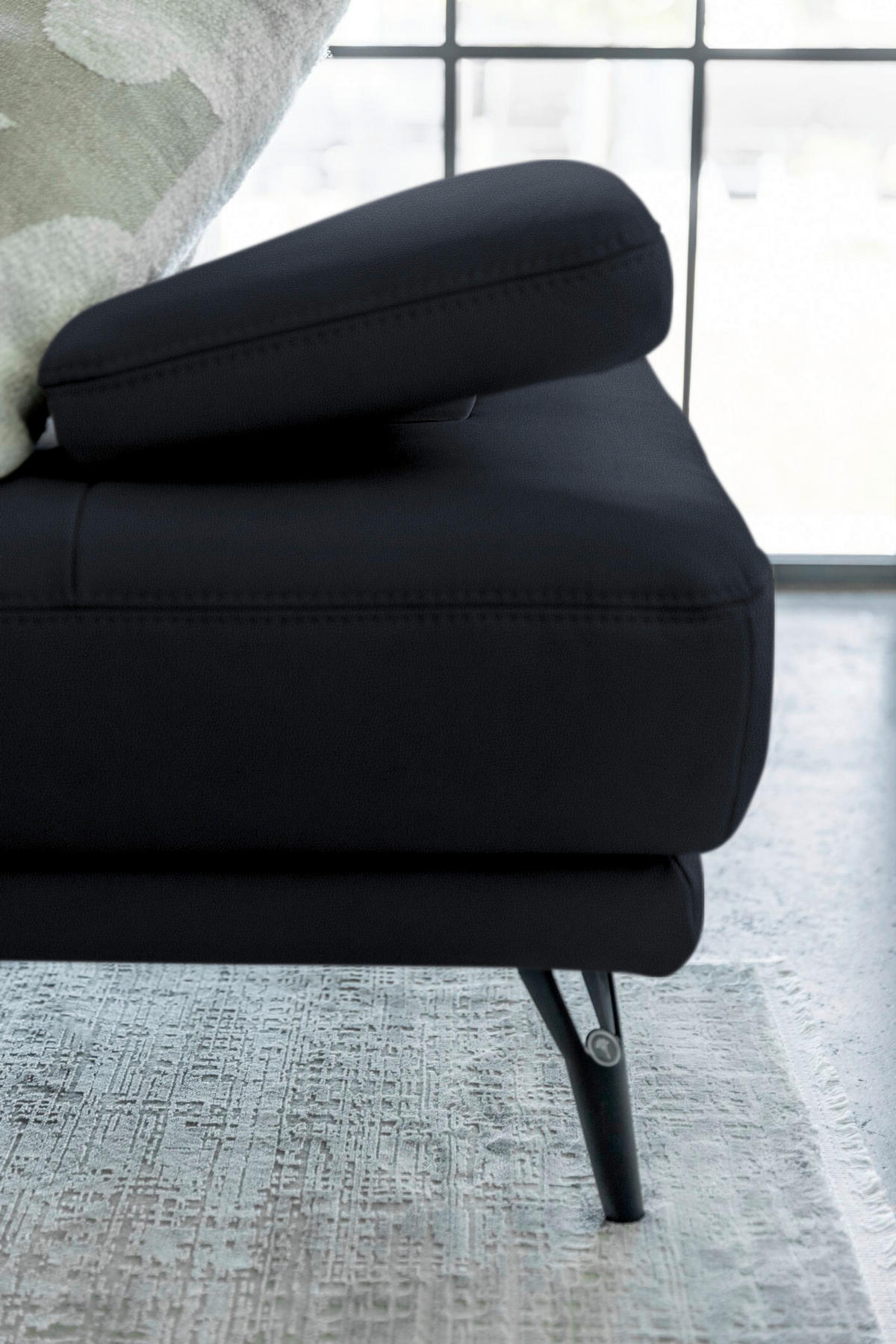 ECKSOFA Echtleder Dunkelblau  - Schwarz/Dunkelblau, Konventionell, Leder/Metall (301/180cm) - Joop!