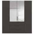DREHTÜRENSCHRANK 201/235/61 cm,  in Graphitfarben, 4-türig  - Graphitfarben, Basics, Glas/Holzwerkstoff (201/235/61cm) - Novel