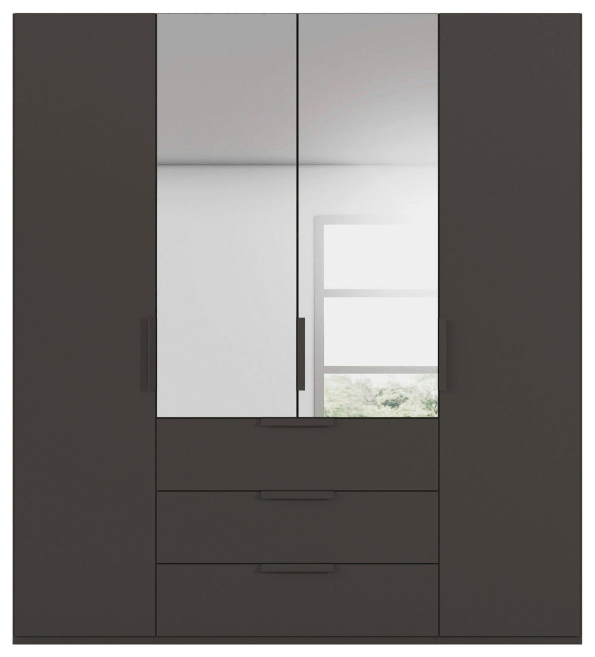 DREHTÜRENSCHRANK 201/235/61 cm,  in Graphitfarben, 4-türig  - Graphitfarben, Basics, Glas/Holzwerkstoff (201/235/61cm) - Novel