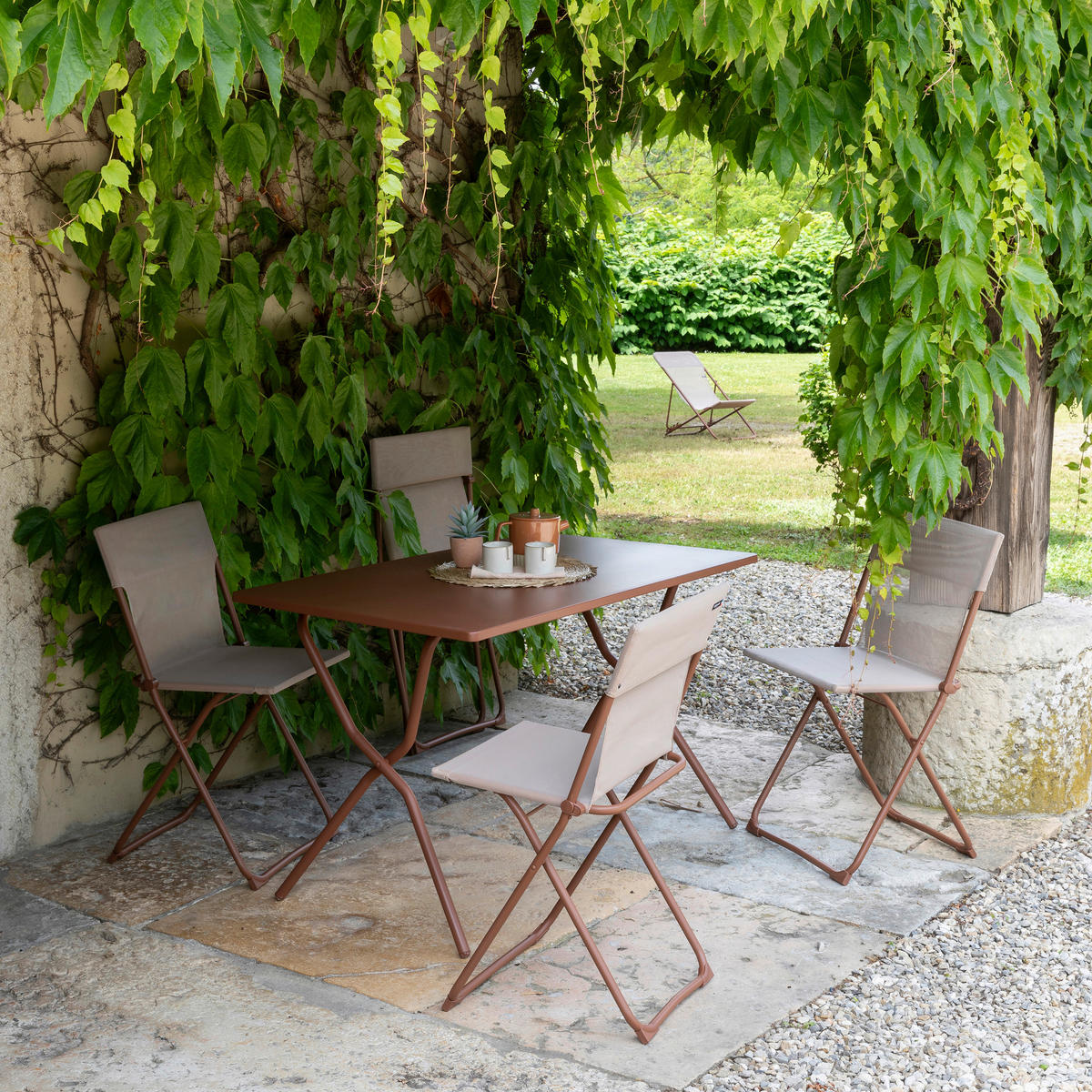 GARTENKLAPPTISCH 120/64/73 cm Metall rechteckig  - Rot, Basics, Metall (120/64/73cm) - Lafuma Mobilier