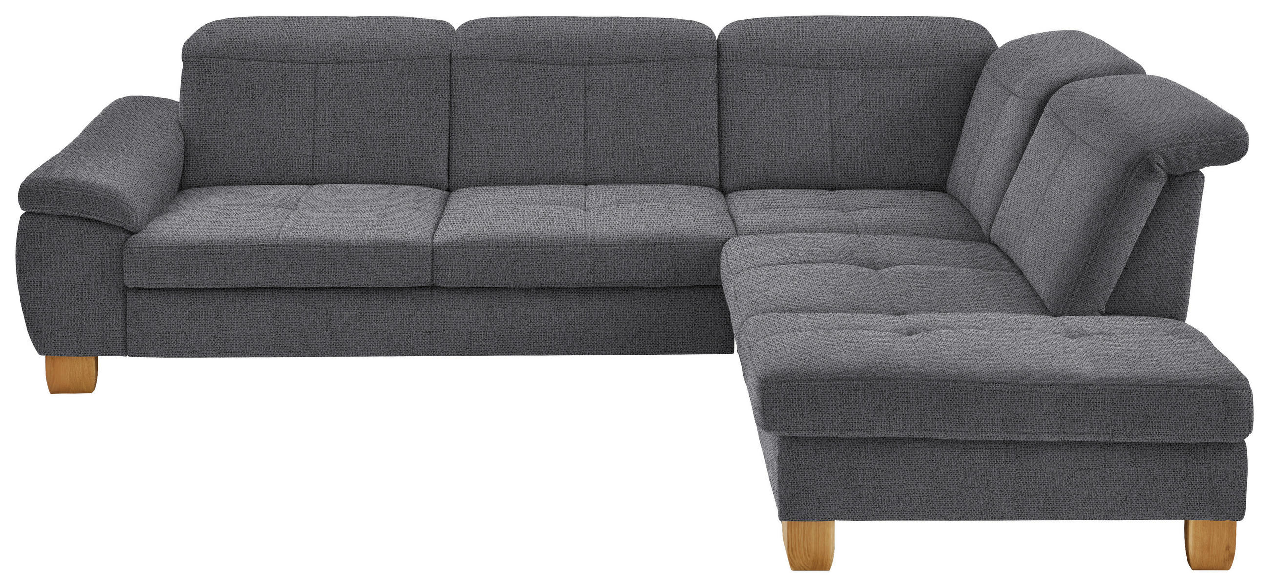 ECKSOFA in Flachgewebe Grau  - Wildeiche/Grau, Natur, Holz/Textil (301/243cm) - Voleo