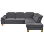 ECKSOFA in Flachgewebe Grau  - Wildeiche/Grau, Natur, Holz/Textil (301/243cm) - Voleo