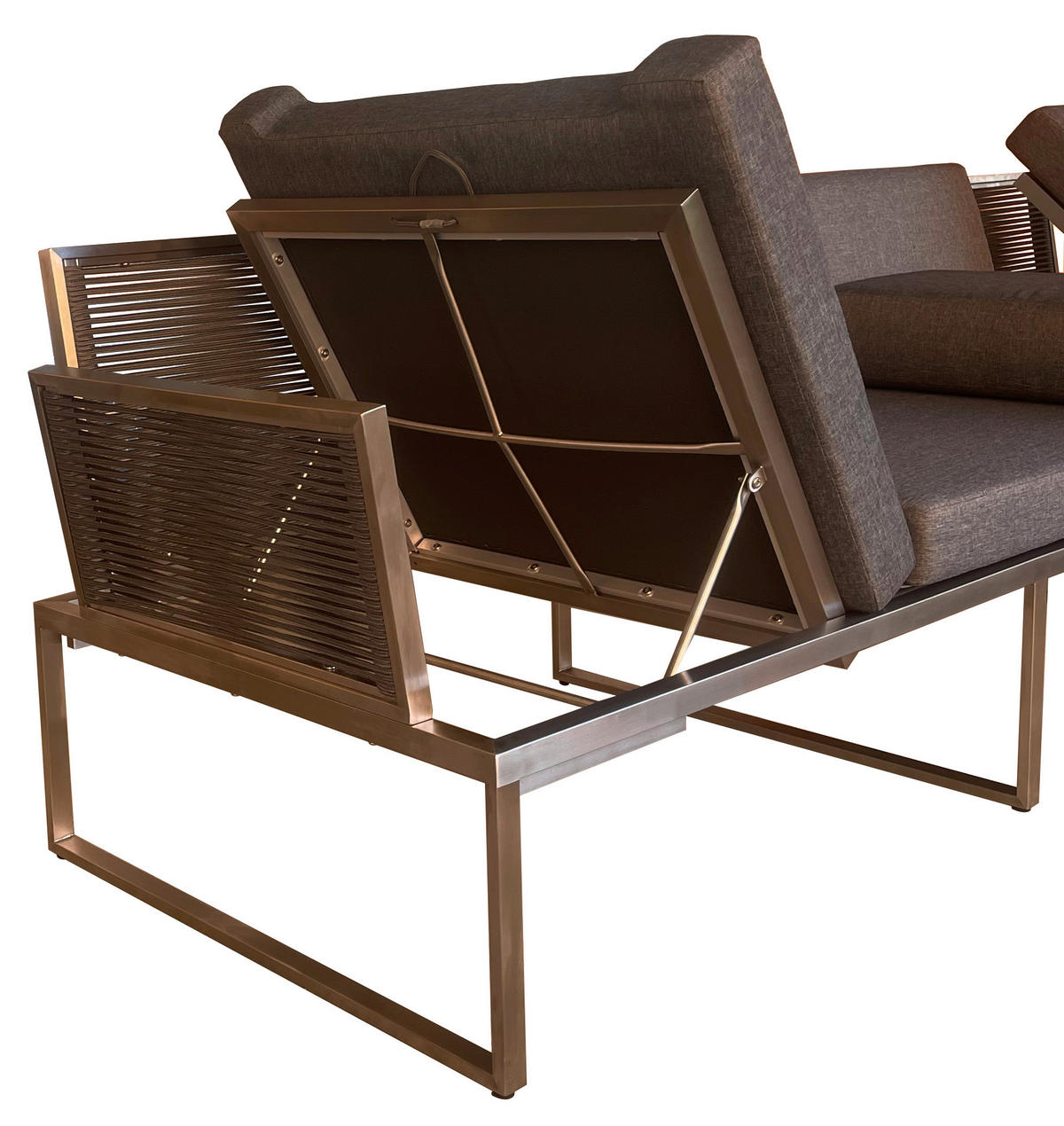 LOUNGEGARNITUR 3-teilig   280/75/217 cm Edelstahl  - Edelstahlfarben/Dunkelgrau, Design, Textil/Metall (280/75/217cm) - Amatio