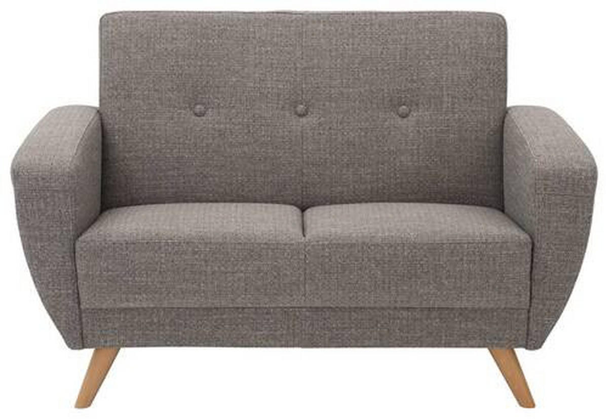 2-SITZER-SOFA in Flachgewebe Grau  - Naturfarben/Grau, Design, Holz/Textil (136/85/82cm) - Max Winzer