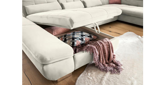 WOHNLANDSCHAFT  in Mikrofaser Weiß  - Chromfarben/Weiß, Design, Kunststoff/Textil (204/350/211cm) - Xora