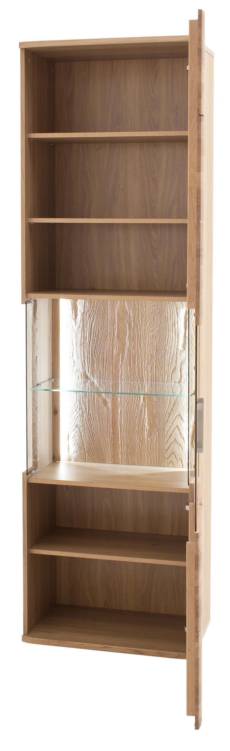 VITRINE Santori in furniert, teilmassiv Asteiche Eichefarben  - Eichefarben/Schwarz, Design, Glas/Holz (60/208/37cm) - Livetastic