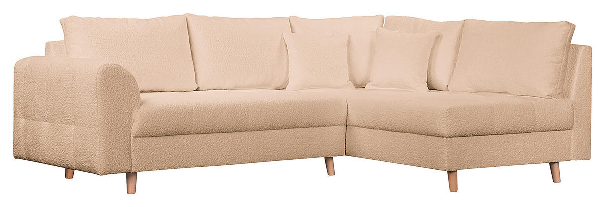 ECKSOFA Ariella Beige Bouclé  - Beige/Naturfarben, Design, Holz/Textil (231/161cm) - Livetastic