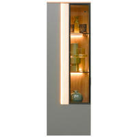 VISEČA VITRINA, furnirano barve hrasta, svetlo siva - barve hrasta/svetlo siva, Moderno, steklo/leseni material (45,6/139,4/36cm) - Dieter Knoll