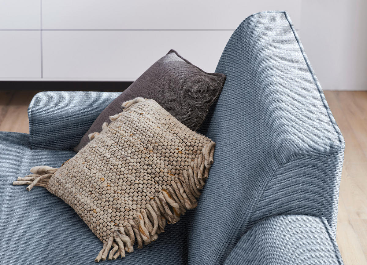 ECKSOFA in Flachgewebe Blau  - Blau/Schwarz, Design, Textil/Metall (190/285cm) - Johann Jakob