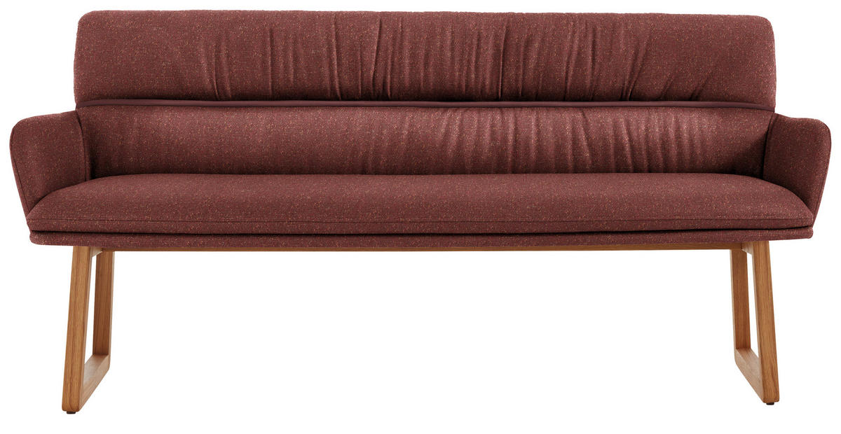 SITZBANK 200/86/68 cm Mikrofaser Dunkelrot Wildeiche massiv  - Wildeiche/Dunkelrot, Design, Holz/Textil (200/86/68cm) - Valdera