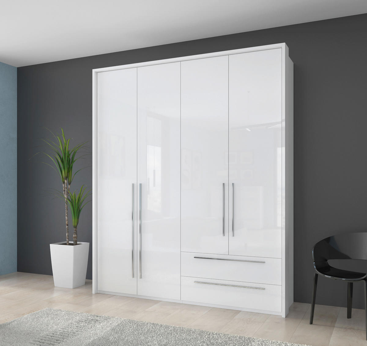 ORMAR SA KLASIČNIM VRATIMA bela visoki sjaj, bela  187/226/60 cm  - bela visoki sjaj/bela, Dizajnerski, pločasti materijal/plastika (187/226/60cm)