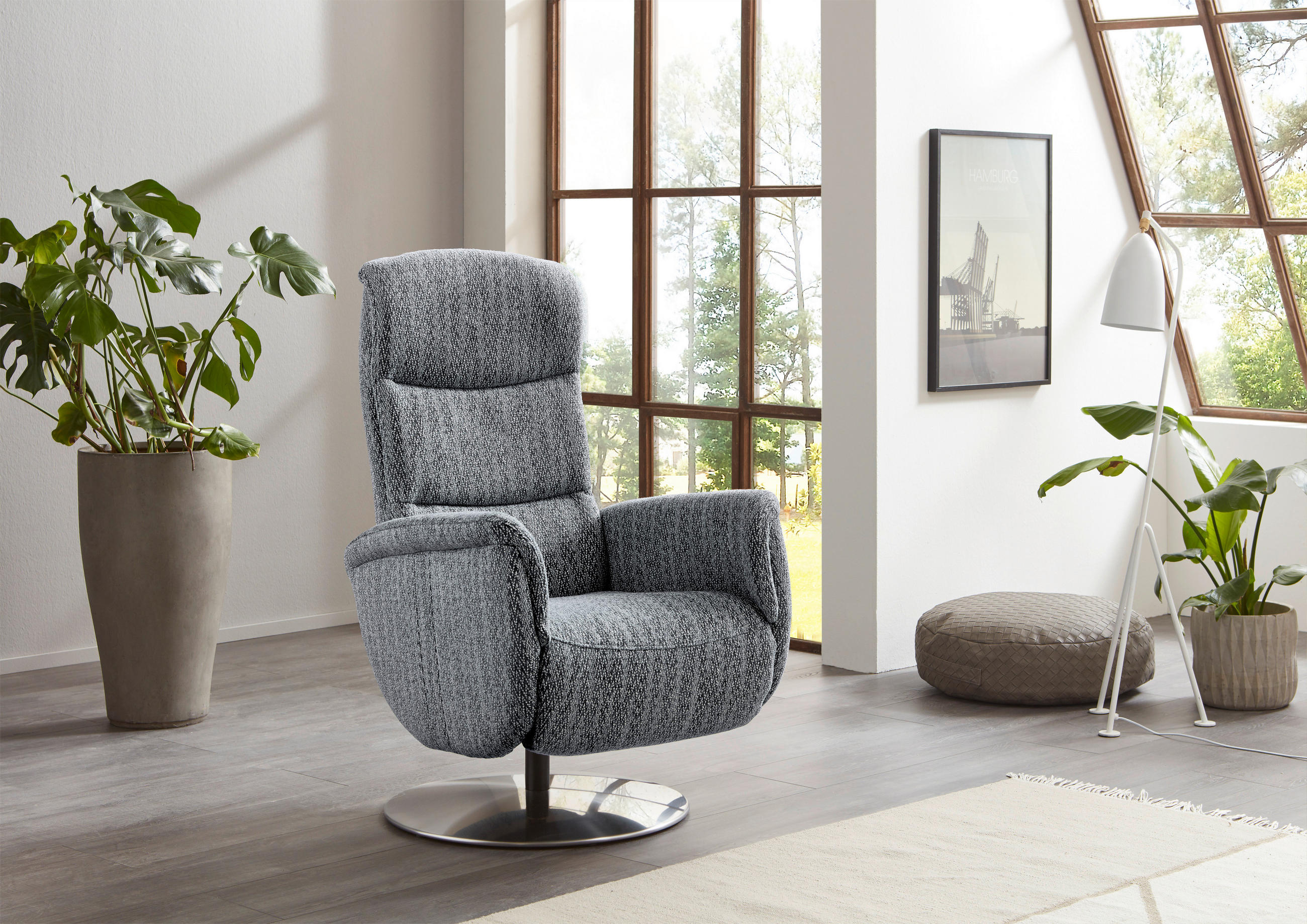 RELAXSESSEL in Textil Anthrazit  - Edelstahlfarben/Anthrazit, Design, Textil/Metall (71/112/83cm) - Dieter Knoll