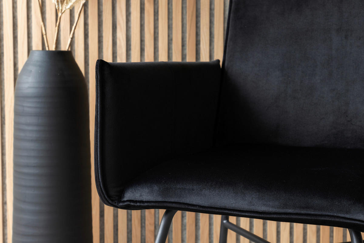 STOL stål sammet  - svart, Design, metall/textil (57/87/60cm) - Livetastic