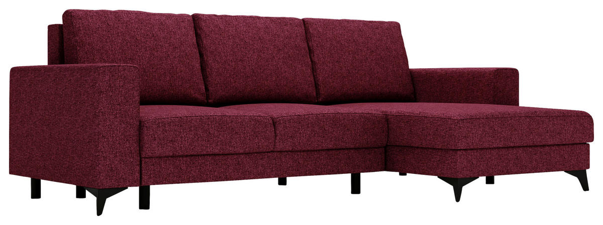 ECKSOFA in Flachgewebe Rot  - Rot/Schwarz, Design, Textil/Metall (244/156cm) - Livetastic
