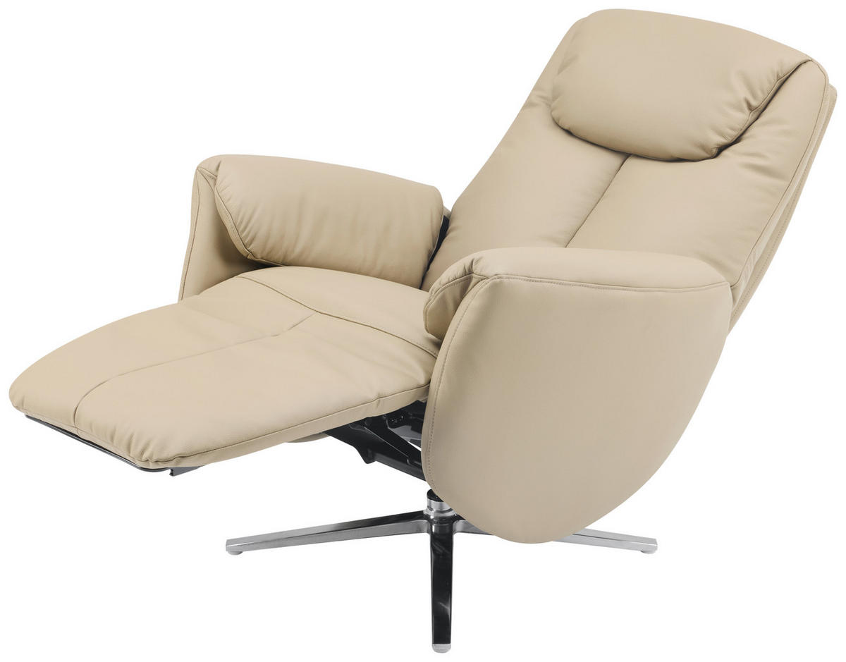 MASSAGESESSEL Echtleder Lederlook Taupe    - Taupe/Chromfarben, Design, Leder/Textil (79/110/85cm) - Livetastic