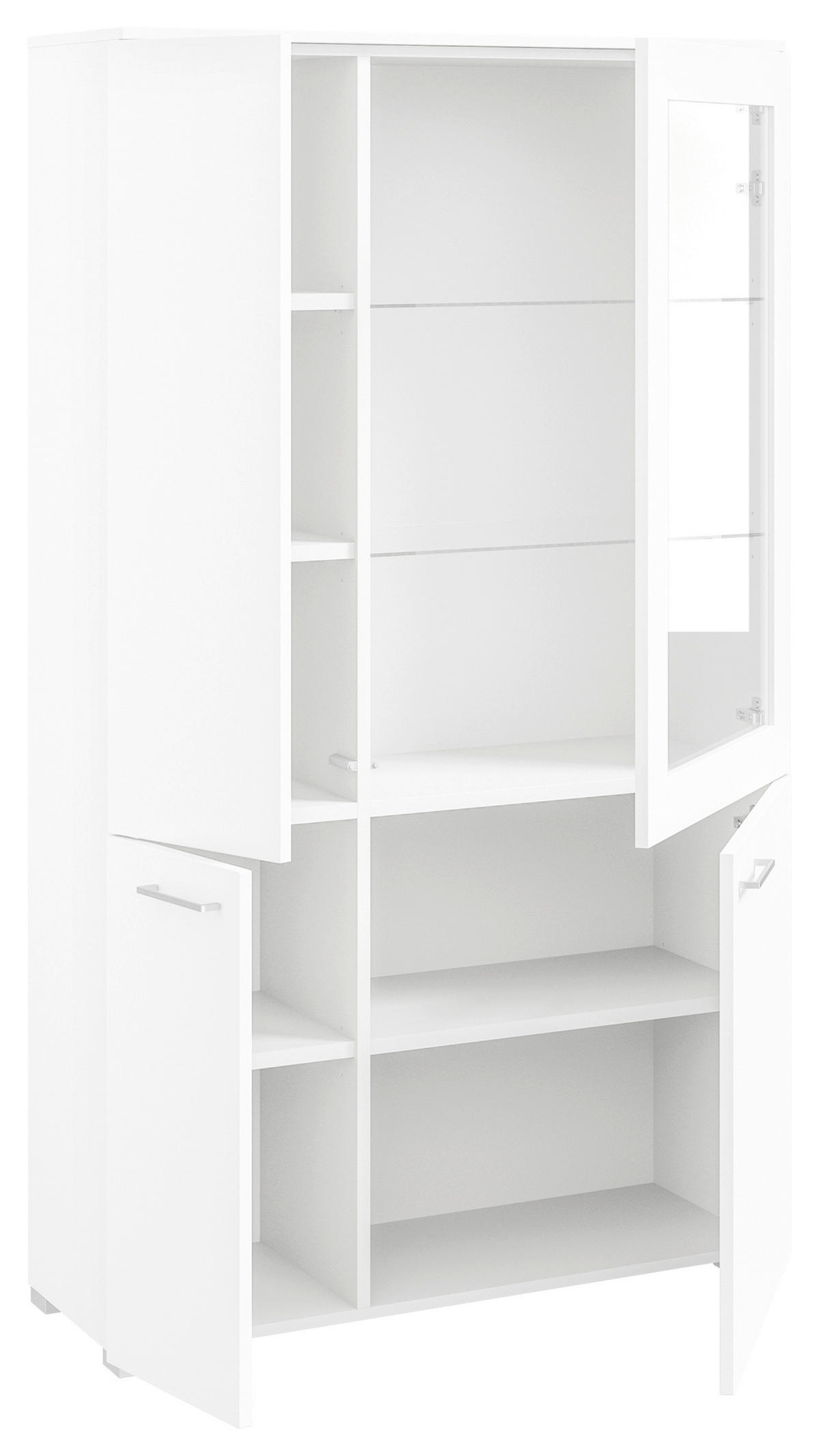 VITRINE in Weiß  - Edelstahlfarben/Weiß, Design, Glas/Holzwerkstoff (100/143,3/41,9cm) - Cantus