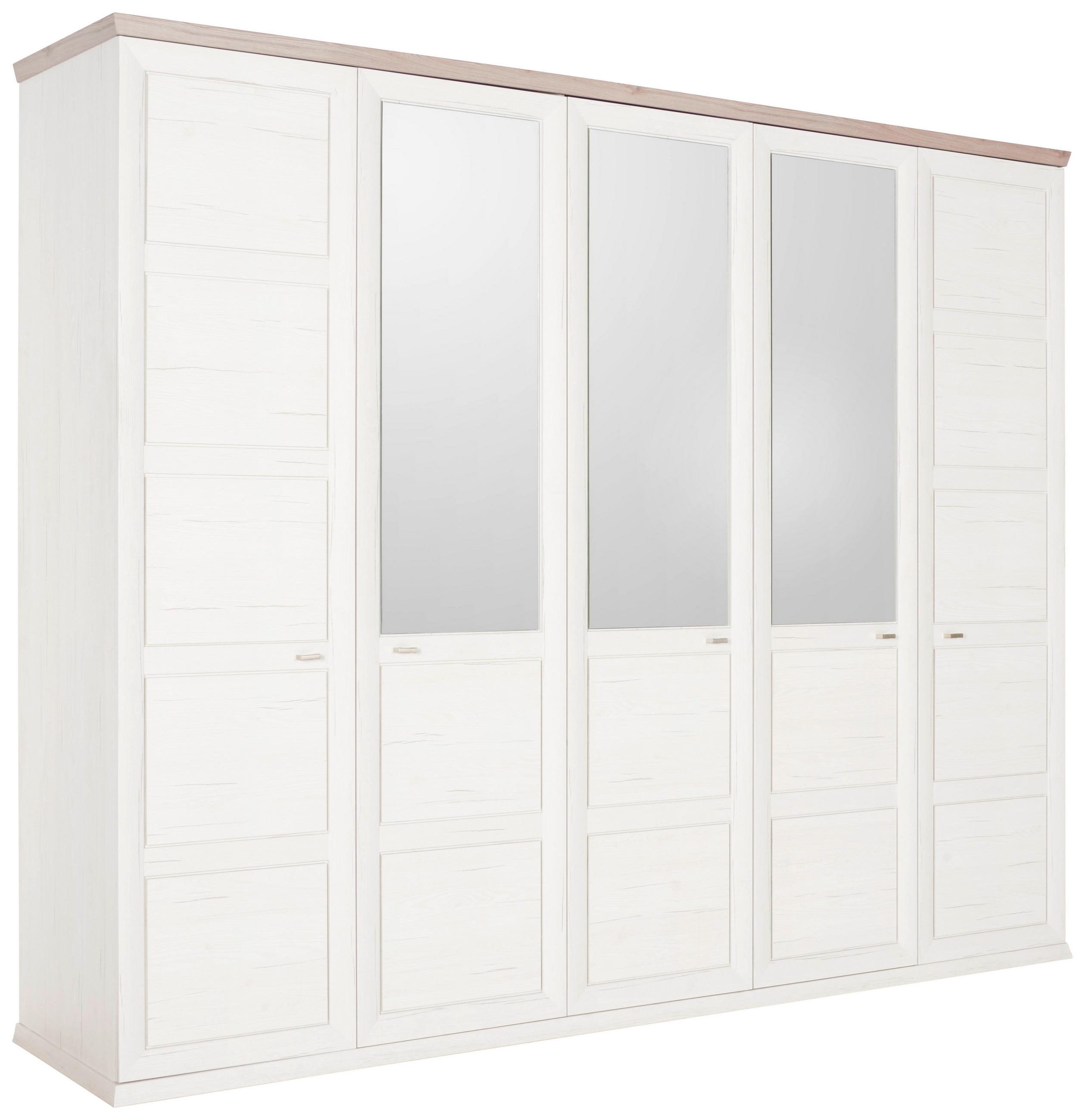 DREHTÜRENSCHRANK 5-türig Grau, Weiß - Weiß/Grau, LIFESTYLE, Glas/Holzwerkstoff (255/209/60cm) - Hom`in
