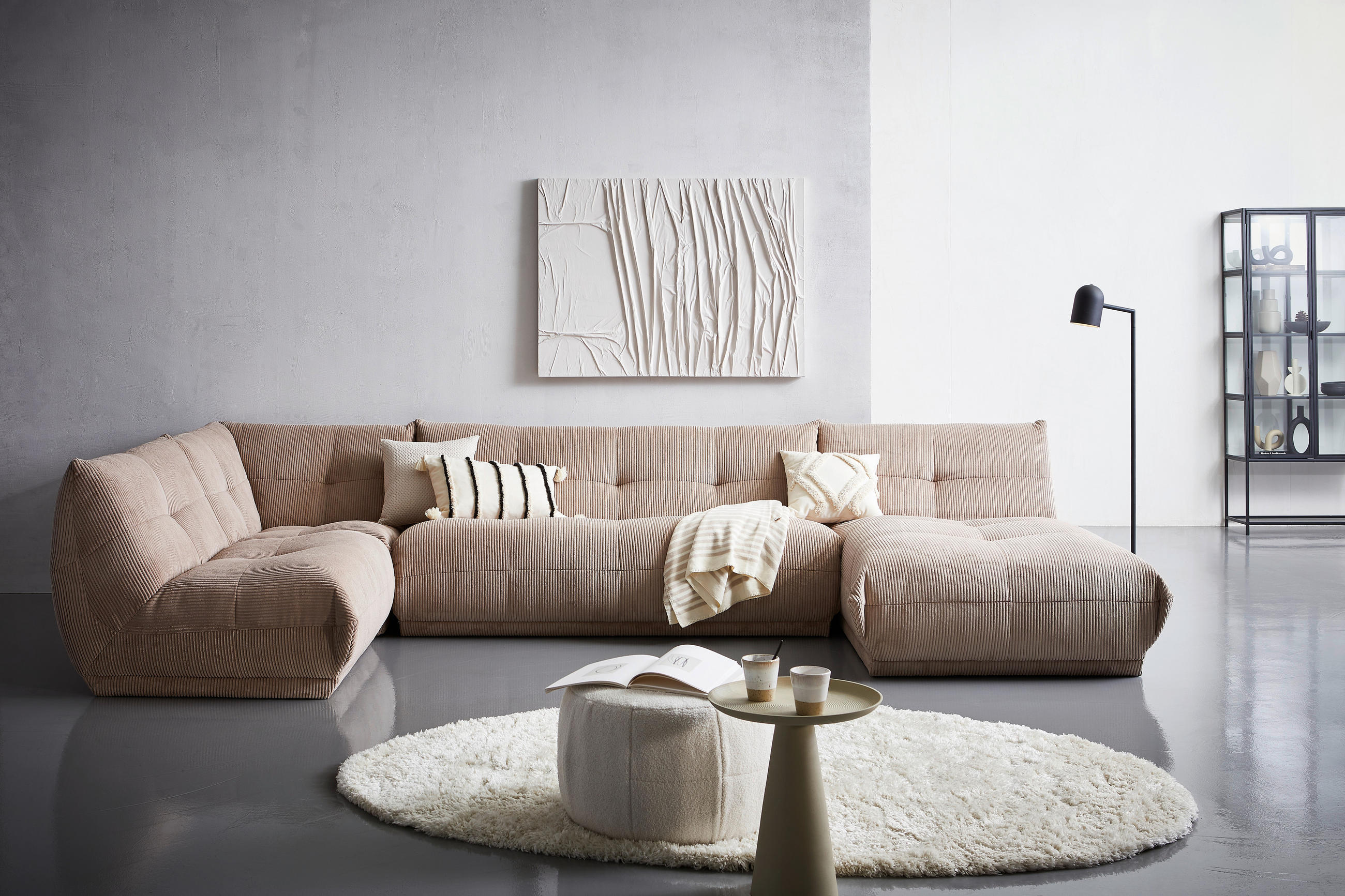 SOFAELEMENT in Cord Taupe  - Taupe, Trend, Textil (105/80/185cm) - Livetastic