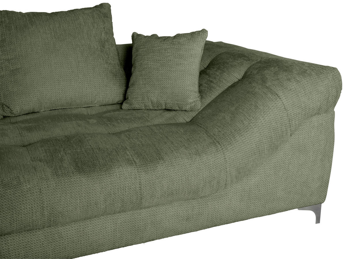 ECKSOFA Dunkelgrün Chenille  - Chromfarben/Dunkelgrün, KONVENTIONELL, Textil/Metall (227/329cm) - Carryhome