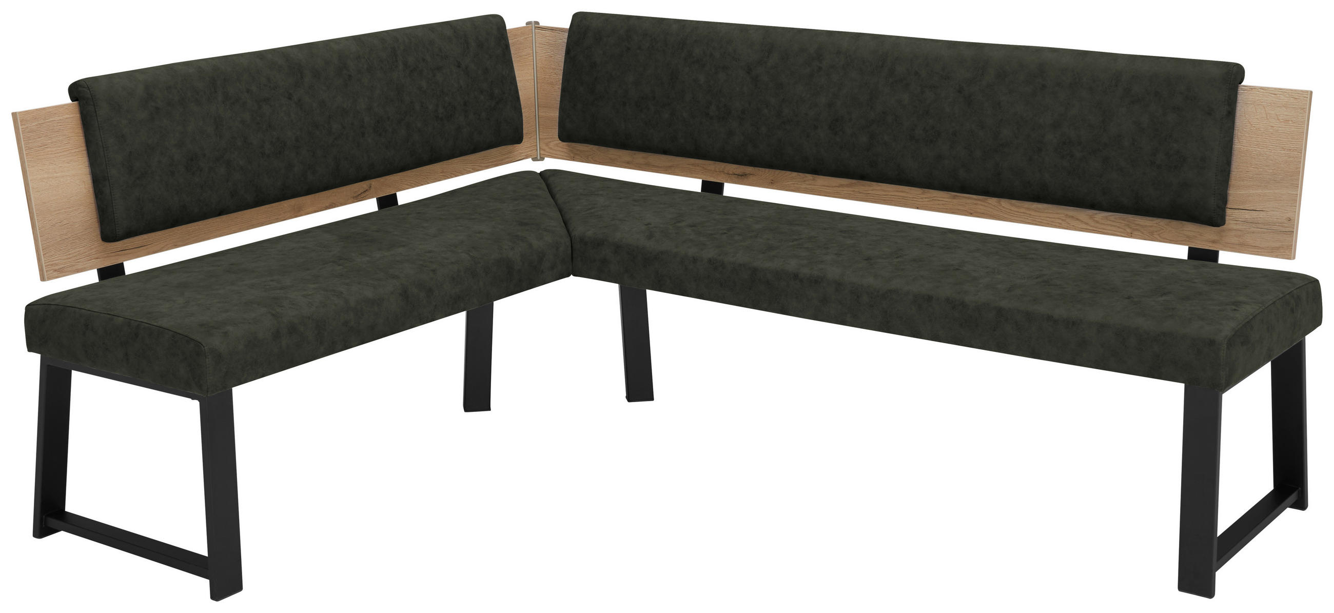 ECKBANK 160/200 cm  in Dunkelgrün  - Dunkelgrün/Schwarz, MODERN, Holzwerkstoff/Textil (160/200cm) - Venda