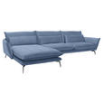 ECKSOFA  in Webstoff Blau  165/338 cm  - Blau/Schwarz, Design, Textil/Metall (165/338cm) - Hom`in