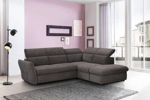 ECKSOFA in Velours Grau  254/224 cm  - Schwarz/Grau, Design, Kunststoff/Textil (254/224cm) - Stylife