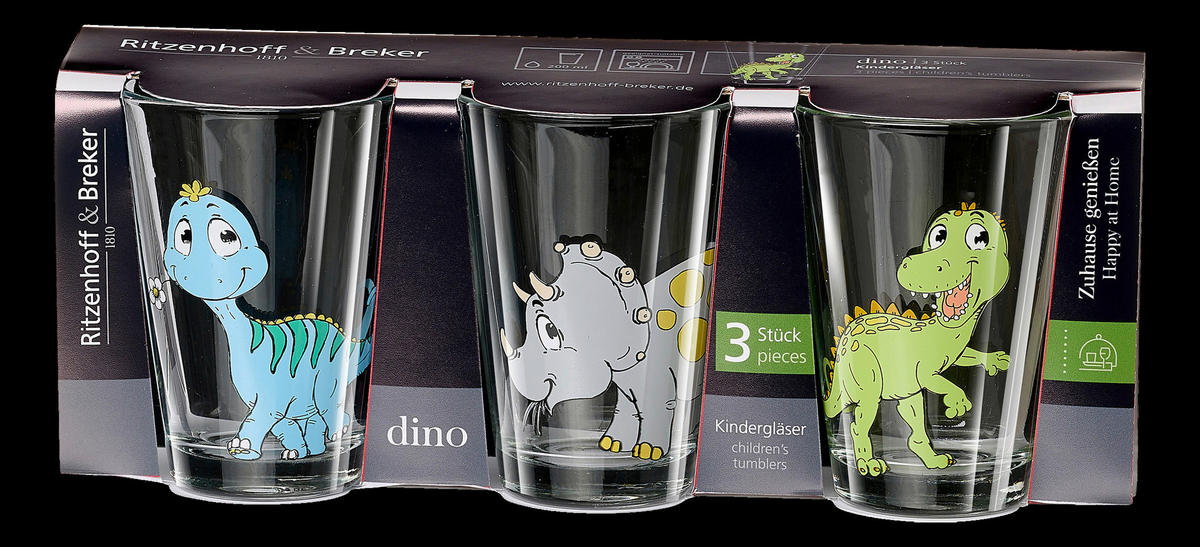 KINDER-GLÄSERSET 3-teilig  - Multicolor, Basics, Glas (18/14/12cm) - Ritzenhoff Breker