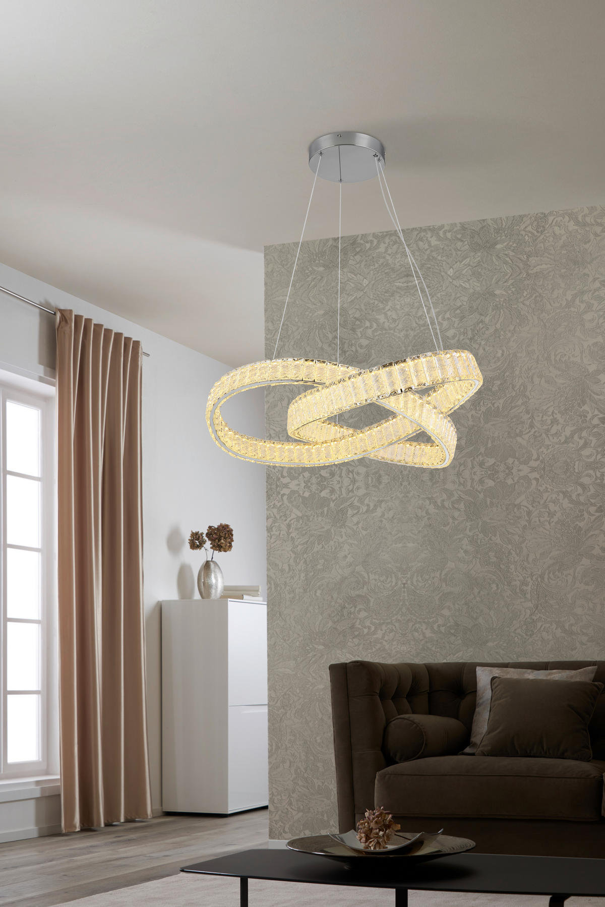 LED-HÄNGELEUCHTE 78/120 cm  - Chromfarben, KONVENTIONELL, Glas/Metall (78/120cm) - Glandor