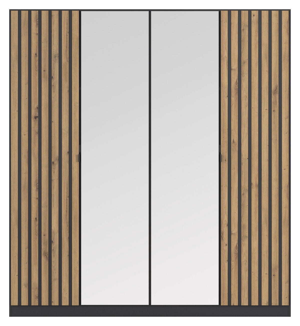 DREHTÜRENSCHRANK 181/197/56 cm,  in Grau, Eiche Artisan, 4-türig  - Eiche Artisan/Grau, MODERN, Holzwerkstoff/Metall (181/197/56cm) - Rauch Möbel